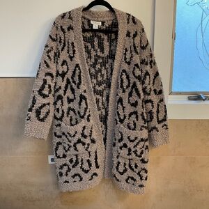 Chic & Cozy taupe & black cardigan sweater